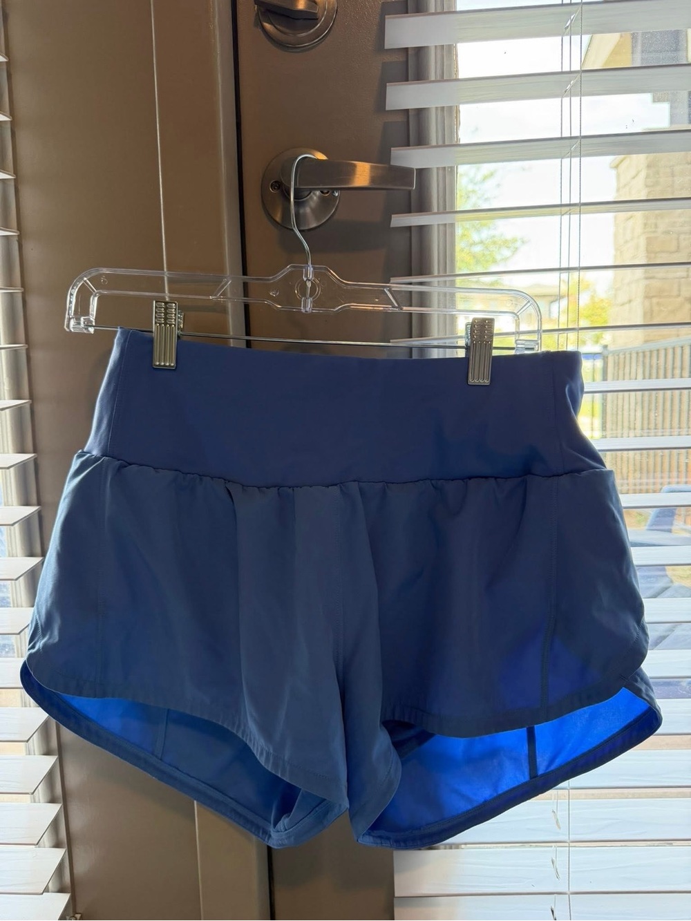 Blue Women's Athletic Shorts With Built In Lining